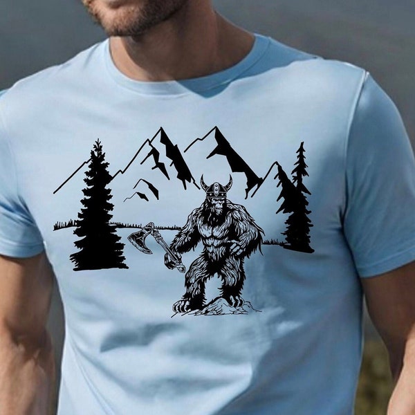Sasquatch Shirt,  Viking bigfoot, Viking shirt, Father gift, dad gift, gift for dad, Big foot, Viking, Axe, battle axe, Mountain shirt, Yeti