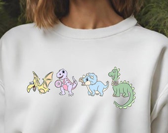 Dino Sweatshirt, Dinosaur Sweatshirt, Cute Dinosaur Gift, Dino gift for girl, Dinosaur Crewneck, Dino Donut, Donut Sweatshirt, Donut sweater