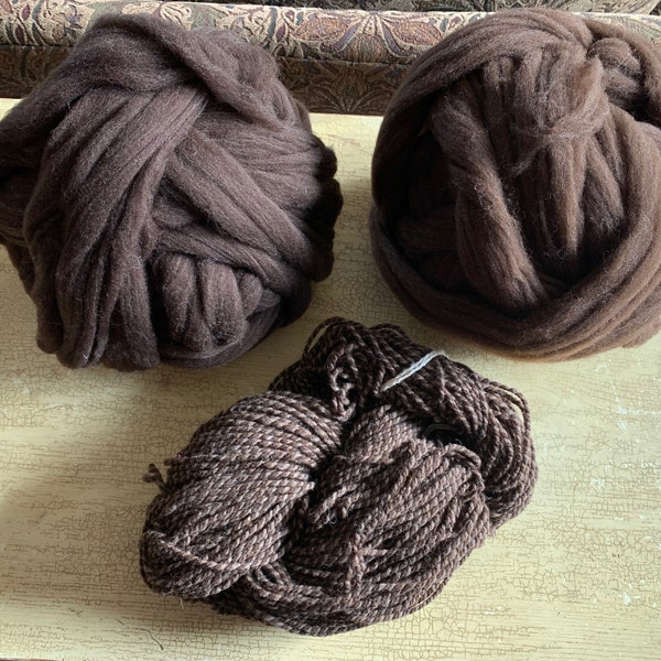 MERINO TOP in  Dark Chocolate natural undyed for spinning, felting, knitting  SALE      8 oz