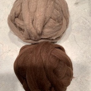 Needle felting Merino top and merino w/alpaca  in natural colors for felting/spinning  4 oz