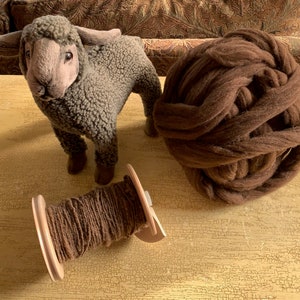 MERINO TOP in  Dark Chocolate natural, undid for spinning, felting, knitting                                      4 ounces