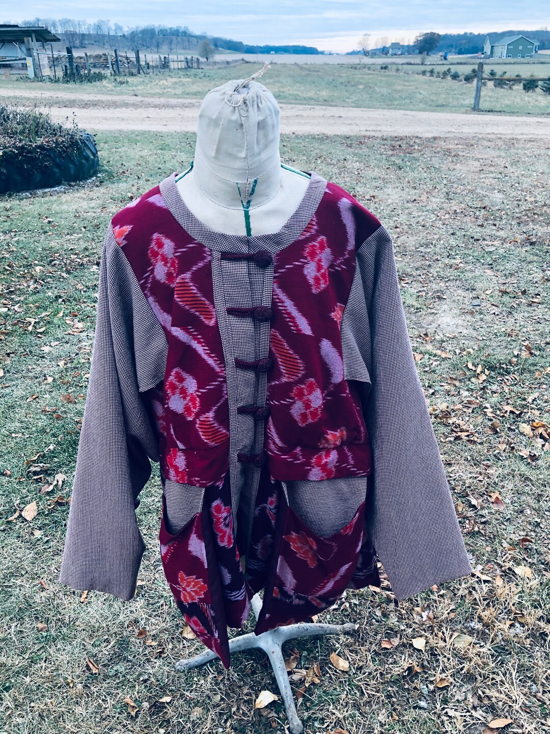 On Sale-women's Unique Vintage Java Jacket XL/1X in Burgundy/red/orange ...