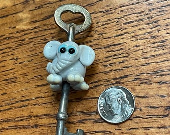 Elephant Lampwork Beaded Key, Simply Lampwork by Nancy Gant, SRA G55