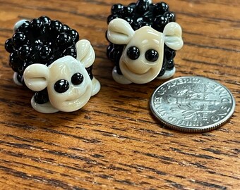 Blac Sheep pair ,  Lampwork Bead Pair, Simply Lampwork by Nancy Gant, SRA G55