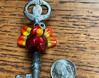 Turkey Lampwork Beaded Key, Simply Lampwork by Nancy Gant, SRA G55