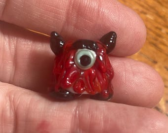 Red Lampwork Monster Bead, Handmade Glass Monster Bead Whimsical Artisan LampworkNancy Gant, SRA G55