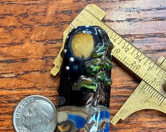 Handmade Lampwork Bead – Unique Forest Glass Bead Focal for Necklace