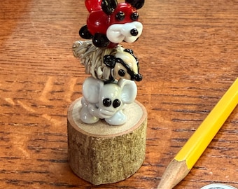 Forest Friends Trio Totem, Lampwork Beads and Stand.  Simply Lampwork by Nancy Gant, SRA G55