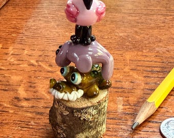 Everglades Trio Totem, Lampwork Beads and Stand.  Simply Lampwork by Nancy Gant, SRA G55