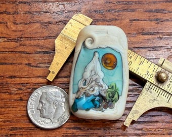 Storybook Mountain. Artist Lampwork Focal Bead