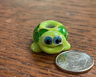 Turtle BHB, Lampwork Big Hole Bead, Simply Lampwork by Nancy Gant, SRA G55