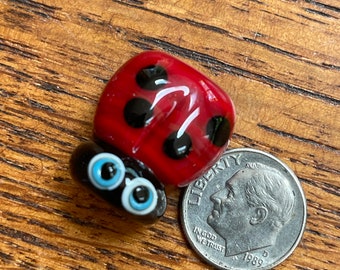 Ladybug BHB, Lampwork Big Hole Bead, Simply Lampwork by Nancy Gant, SRA G55
