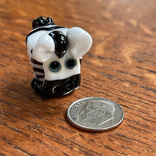 Zebra BHB, Lampwork Big Hole Bead, Simply Lampwork by Nancy Gant, SRA G55