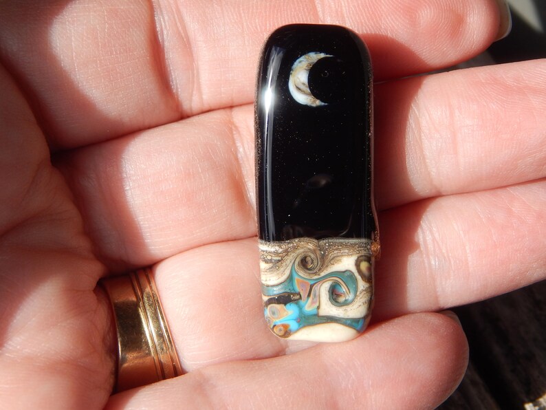 Focal Bead Handmade Artisan Glass Lampwork Bead Night Iris Simply Lampwork by Nancy Gant SRA G55
