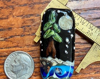 Handmade Lampwork Bead – Unique Forest Glass Bead Focal for Necklace