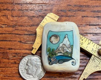 Storybook Mountain. Artist Lampwork Focal Bead
