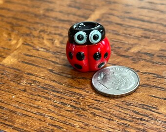 Ladybug BHB, Lampwork Big Hole Bead, Simply Lampwork by Nancy Gant, SRA G55