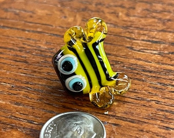 Bumble Bee BHB, Lampwork Big Hole Bead, Simply Lampwork by Nancy Gant, SRA G55