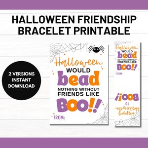 Halloween-vriendschapsarmband afdrukbaar | Je bent uitgejouwd | Vriendschapsarmband Boo | Halloweencadeau zonder snoep | Vriendschapsarmband |
