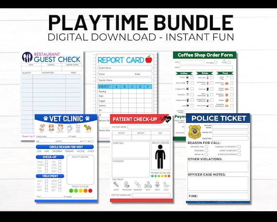 Pretend Play, Imagination Playtime, Learning Toys, Digital Download Bundle, Imagination Role-Play Set,  Sheets for Kids, Dramatic Play Print