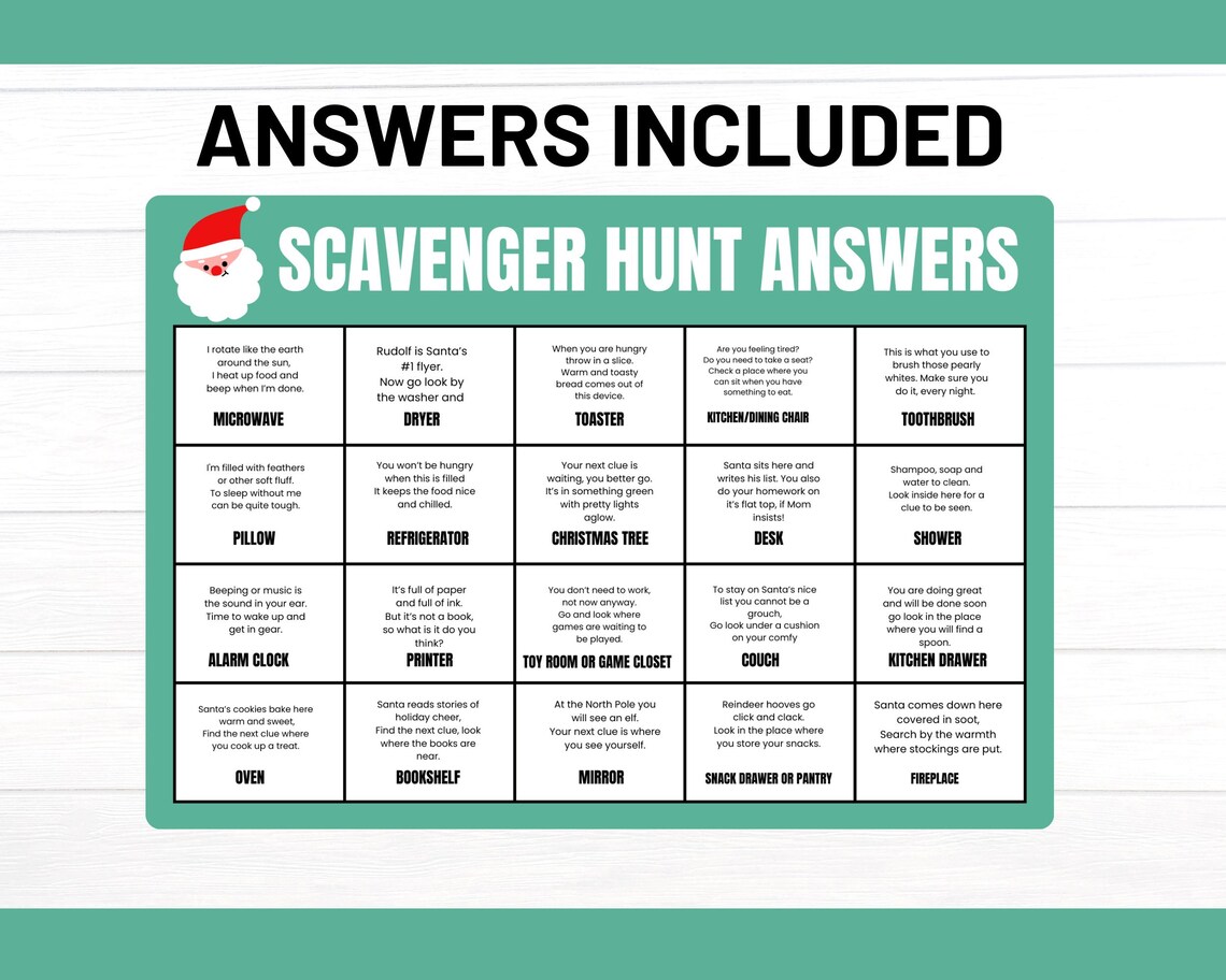 Indoor Christmas Treasure Hunt | Christmas Scavenger Hunt | Printable ...