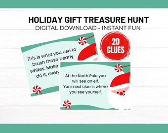 Indoor Christmas Treasure Hunt | Christmas Scavenger Hunt | Printable Present | Treasure Hunt Clues Kids | Activity from Santa | Gift Hunt