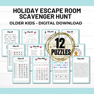 Indoor Christmas Puzzle Treasure Hunt, Christmas Scavenger Hunt, Download Holiday Escape Room, Present Treasure Hunt Clues, Teen Gift Hunt
