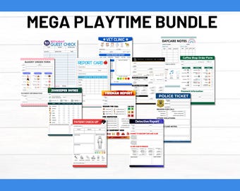 Mega Paquete de Juego, Impresión de Juego de Simulación, Juguete Imprimible, Juego Dramático, Veterinario, Café, Bombero, Policía, Detective, Diversión Educativa, Educación en Casa