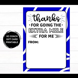 Porte-carte cadeau imprimable pour entraîneur de cross-country et d'athlétisme, kilomètre supplémentaire, remerciements pour entraîneur de course à pied, cadeau pour entraîneur de cross-country ou d'athlétisme