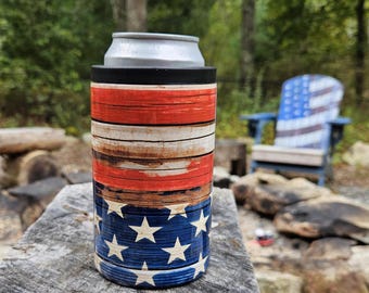 Patriotic, American, 4th of July 20oz can cooler that turns into a tumbler!