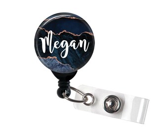Occupation Title Retractable Lanyard ID Holder Personalized with Name Navy Blue Floral Nurse Badge Reel Monogram Occupation Title Retractable Lanyard ID Holder Personalized with Name Navy Blue Floral Nurse Badge Reel Monogram