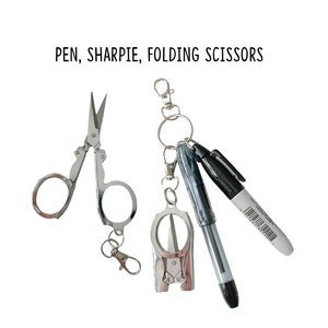 Scissors Ink Pen and Permanent Marker Badge Reel Clip on Set