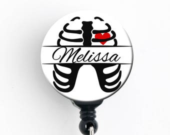 Radiology Badge Reel - Personalized X-Ray Tech Badge Reel, Radiologist Badge Holder, Rib Cage Badge Reel