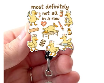 Portatarjetas retráctil, de acrílico con el diseño "Patos no en fila" para enfermeras, con clip giratorio y deslizante, ideal para credenciales de enfermera.