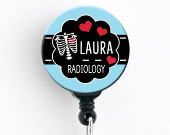 Radiology Badge Reel - Personalized Radiology Heart, Radiologist Badge Holder, Rib Cage Badge Reel / Radiology / Radiologic / Xray