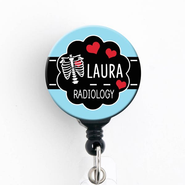 Radiology Badge Reel - Personalized Radiology Heart, Radiologist Badge Holder, Rib Cage Badge Reel / Radiology / Radiologic / Xray