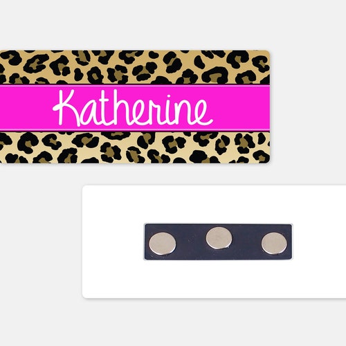 Magnetic or Pin Back Paw Print Personalized Custom Name Tag or Name Badge