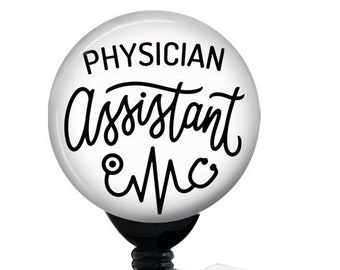 Retractable Badge Reel - Physician Assistant - Badge Holder with Swivel Clip / PA Badge / Hospital Badge / PA, Carabiner, Lanyard