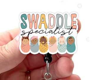 Swaddle Specialist Badge, Acrylic L&D Nurse, Labor and Delivery Nurse Badge Reel, NICU Baby Nurse Gift Under 10, Swivel Clip, Slide Clip