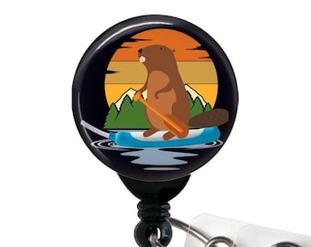 Cooter Canoe Tour Guide Glittery Badge Reel 