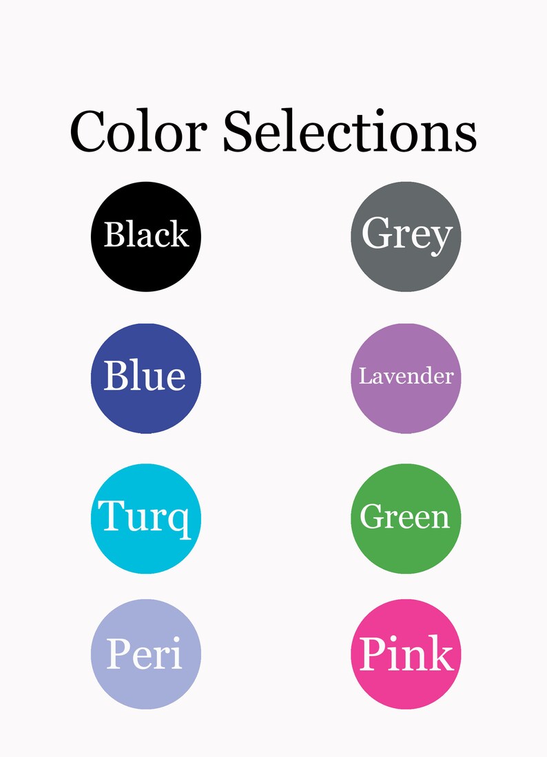 Może przedstawiać: Tabela wyboru kolor&oacute;w z ośmioma wzornikami kolor&oacute;w. Kolory to czarny, szary, niebieski, lawendowy, turkusowy, zielony, periwinkle i r&oacute;żowy.