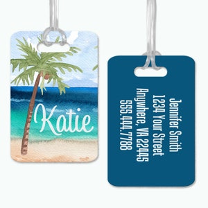 Personalized Luggage Tag, Custom Luggage Tag, Travel Gift, Custom Address Tag, Travel Accessory / Ocean Palm Beach