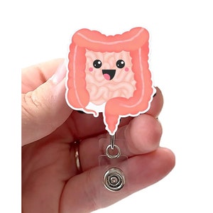 Colon, Intestines Acrylic Badge Reel Kawaii, Badge Holder with Swivel Clip, Slide Clip, Nurse Badge, Doctor Badge, Gastroenterologist