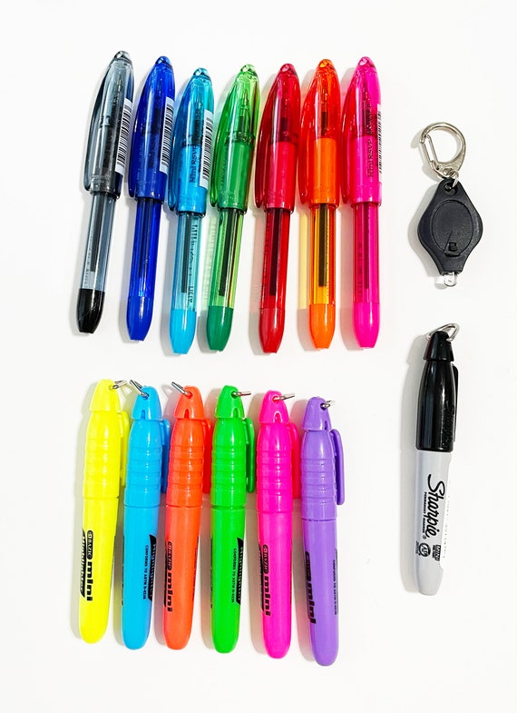 Badge Reel Pens, Mini Sharpie, Mini Pen and LED Light for Badge Reels and  Lanyards, Badge Reel Accessories 