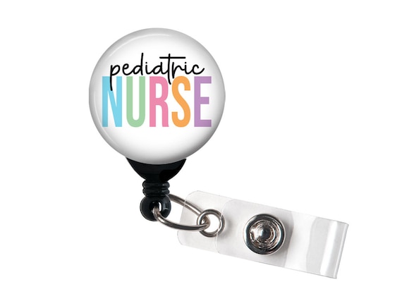 Retractable Badge Reel Pediatric Nurse Pastel or Neutral Badge