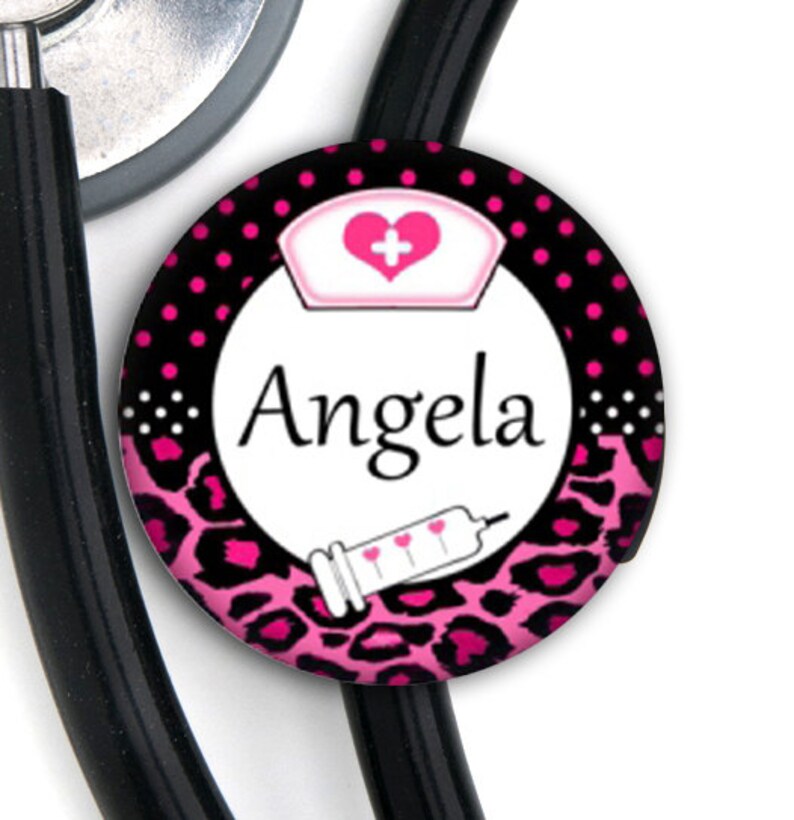 Stethoscope ID Tag Leopard Nurse Personalized Etsy