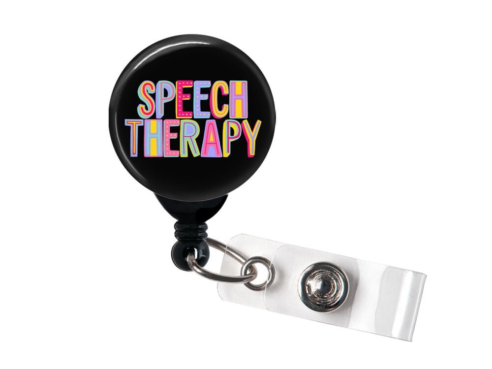 Retractable Badge Reel - Speech Therapy Bright - Badge Holder with Swivel Clip / Speech Therapist / Name Badge, ST Badge, Carabiner