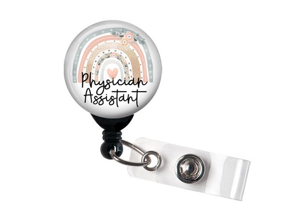 Retractable Badge Reel Physician Assistant Floral Rainbow Badge