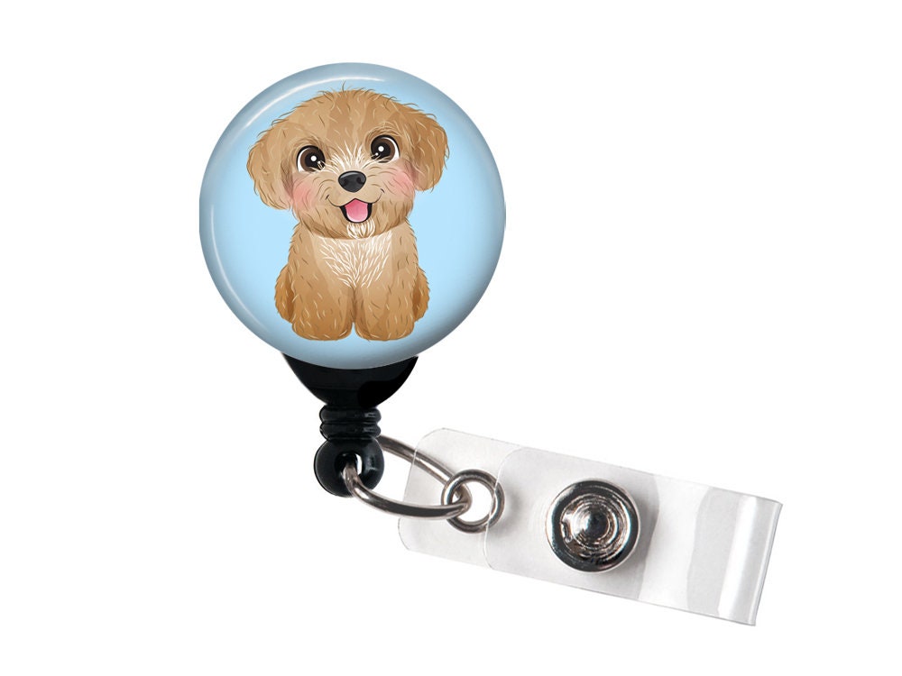 Retractable Badge Reel Poodle / Labradoodle Dog Swivel Clip / Cute