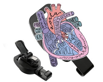 MRI Safe Badge Holder - Heart Anatomy Acrylic, Retractable Badge Holder, Non Ferrous Badge,  MRI Tech Gift, MRI Safe Badge Reel